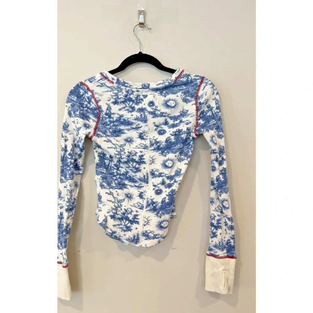 Free People  Toileidays Long Sleeve Thermal Top Sun Moon Whimsigoth Size Small - Picture 7 of 11